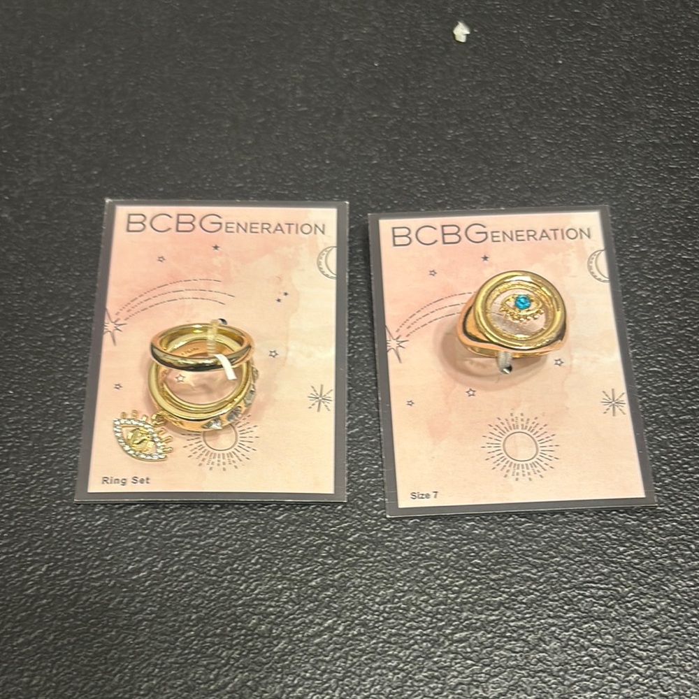 BCBGeneration Gold Ring Set with evil eye